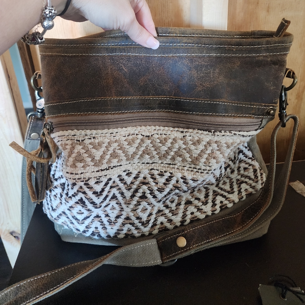 Brown and Cream Patterned Women's Bag